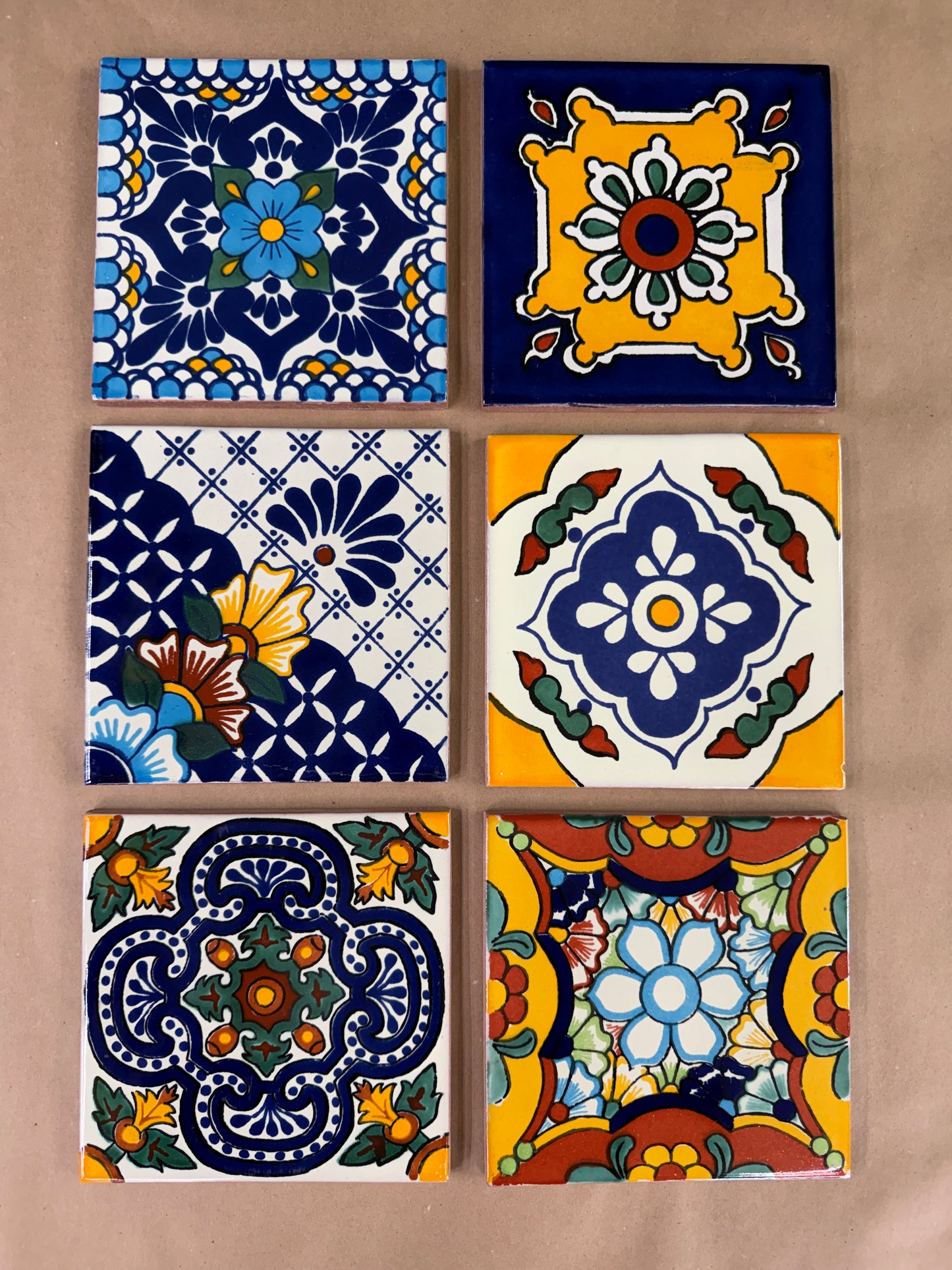 ✨ Mexican Tile Trivet – 6×6 Pot Holder with Cork Back
