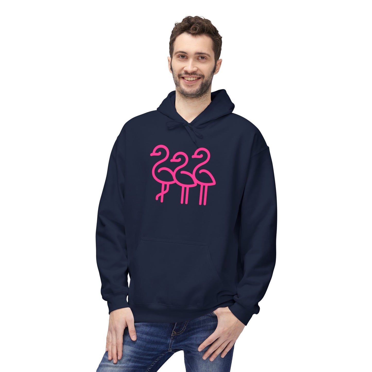 Fun Flamingo Fleece Hoodie - Cozy Unisex Pullover for Summer Vibes, Beach Days, Pool Parties, Casual Outings, Gift Idea