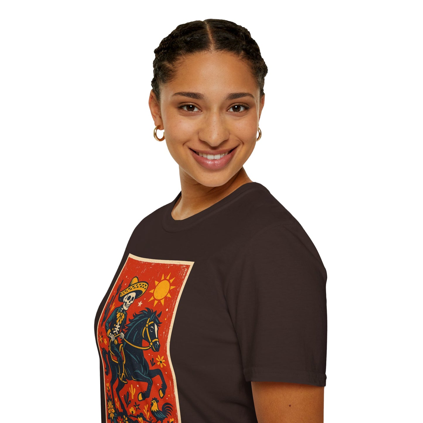 Dia de los Muertos Cowboy T-Shirt | Unisex Softstyle T-Shirt | Skeleton Horse Rider