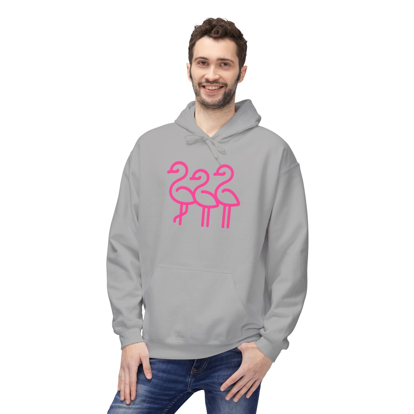 Fun Flamingo Fleece Hoodie - Cozy Unisex Pullover for Summer Vibes, Beach Days, Pool Parties, Casual Outings, Gift Idea