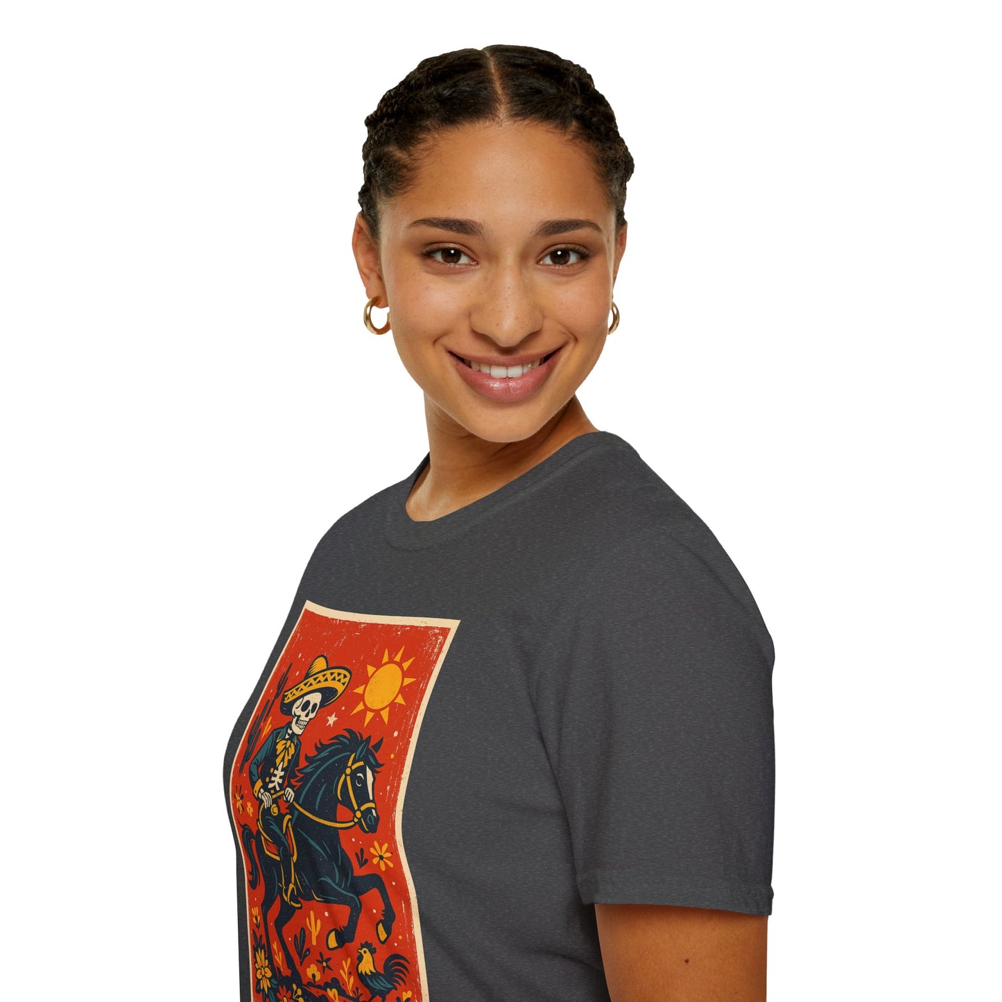 Dia de los Muertos Cowboy T-Shirt | Unisex Softstyle T-Shirt | Skeleton Horse Rider
