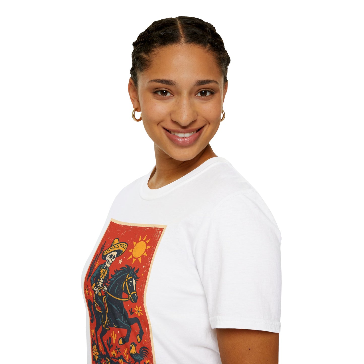 Dia de los Muertos Cowboy T-Shirt | Unisex Softstyle T-Shirt | Skeleton Horse Rider