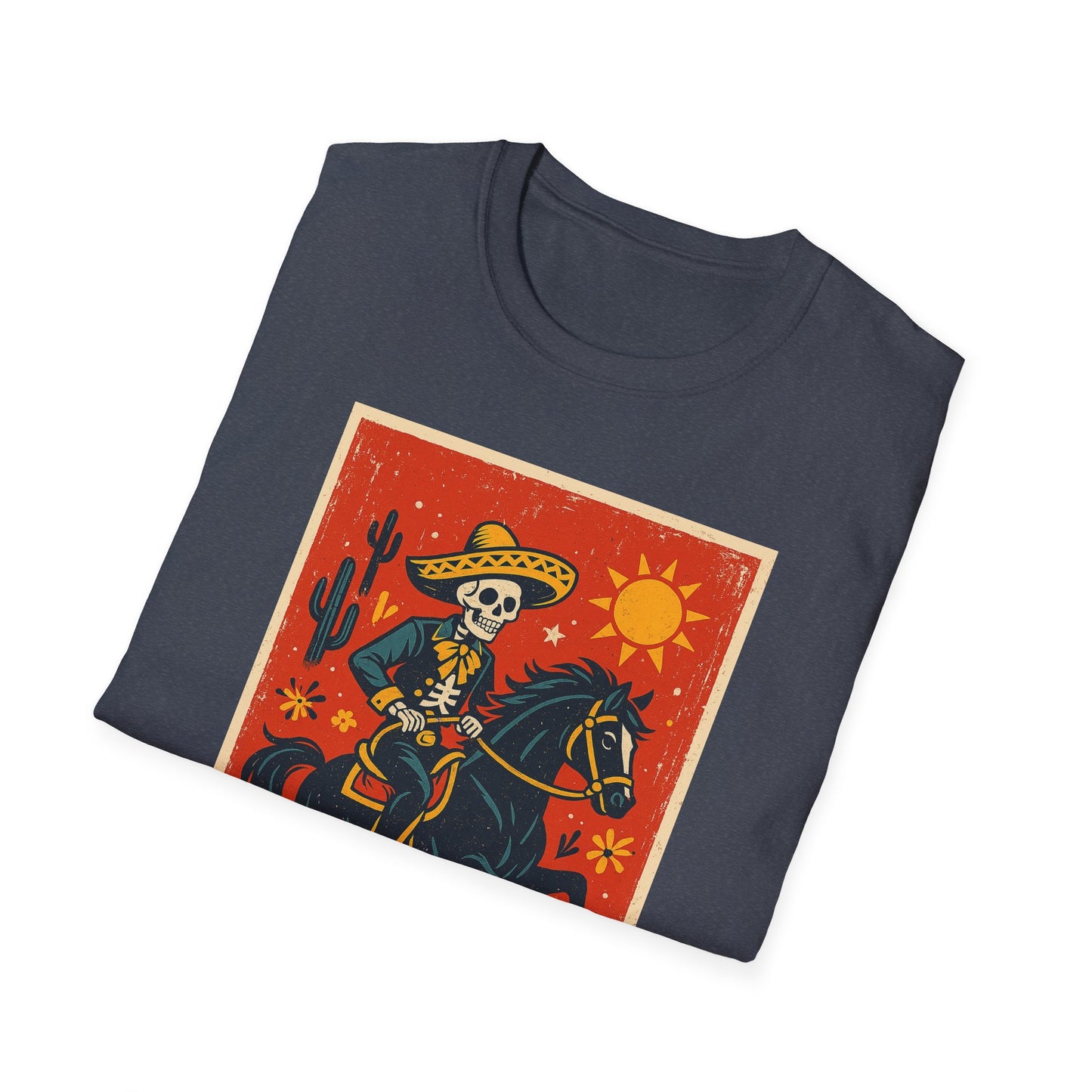 Dia de los Muertos Cowboy T-Shirt | Unisex Softstyle T-Shirt | Skeleton Horse Rider