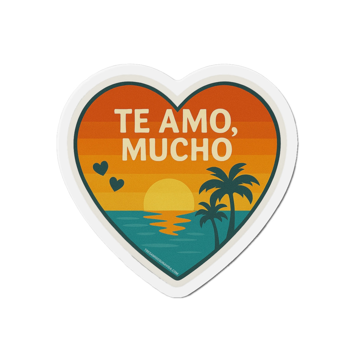 Te Amo Mucho Heart Magnet | Spanish Love Magnet | LGBTQ+ Romance | Sunset Vinyl Decal | Queer Love in Spanish | Beach Aesthetic