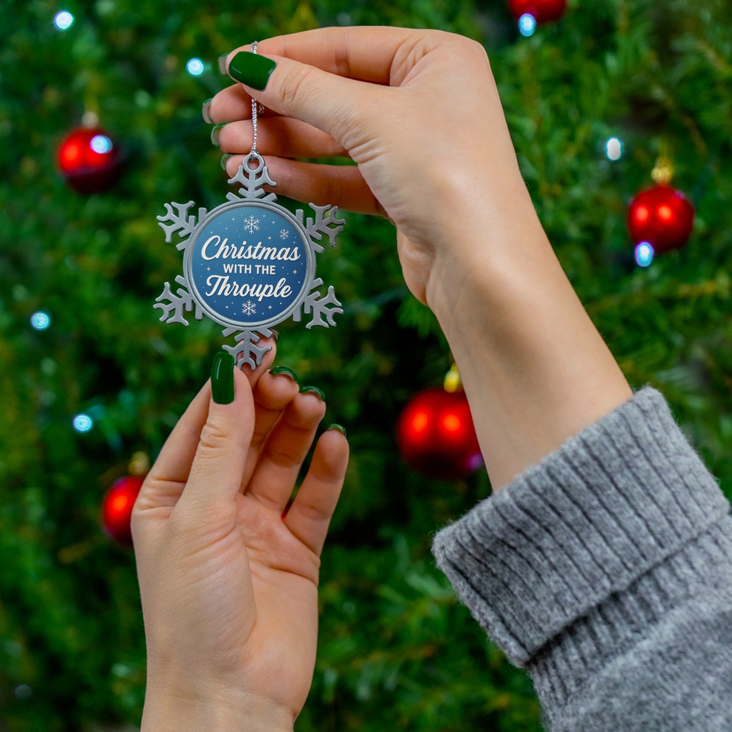 Christmas With The Throuple Ornament | Holiday Snowflake Keepsake, Polyamory Ornament, LGBTQ First Christmas Gift