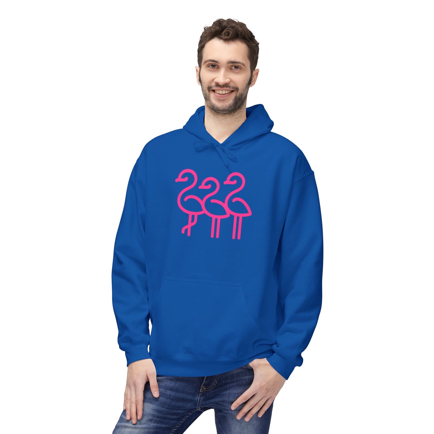 Fun Flamingo Fleece Hoodie - Cozy Unisex Pullover for Summer Vibes, Beach Days, Pool Parties, Casual Outings, Gift Idea