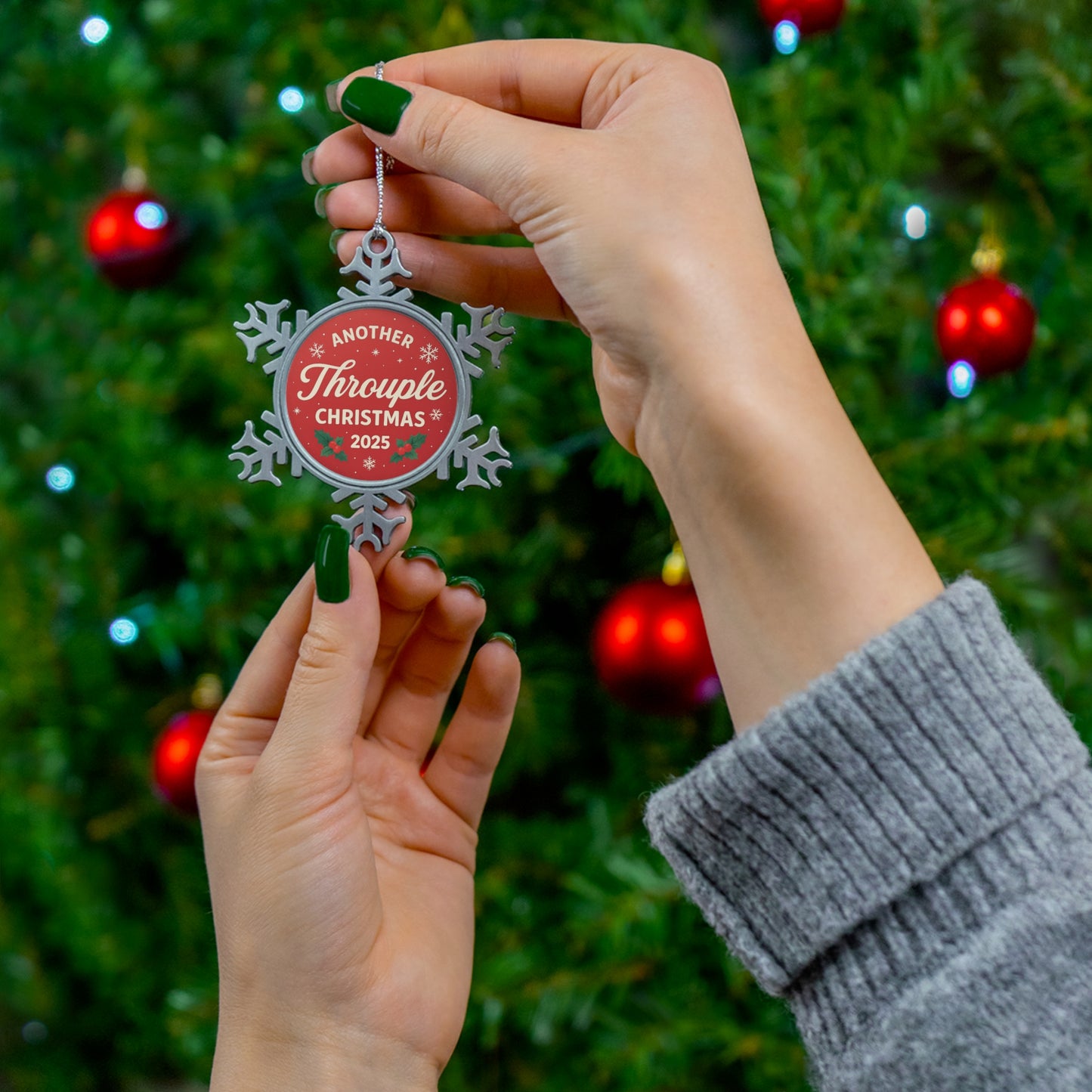 Another Throuple Christmas Ornament 2025 | Snowflake Holiday Keepsake | Polyamory Ornament | Unique Couple + Throuple Gift