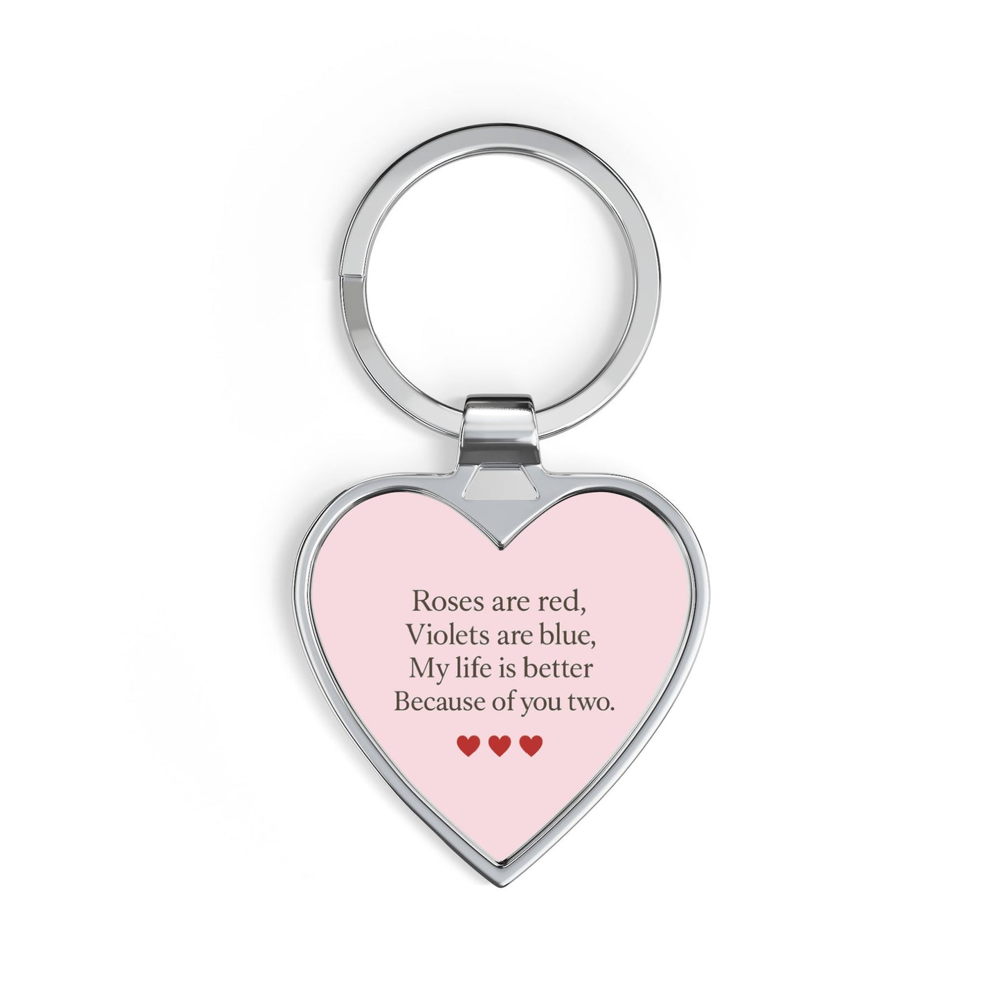 Roses are Red Poem Heart Keychain | Romantic Pink Heart Keyring | Throuple Love