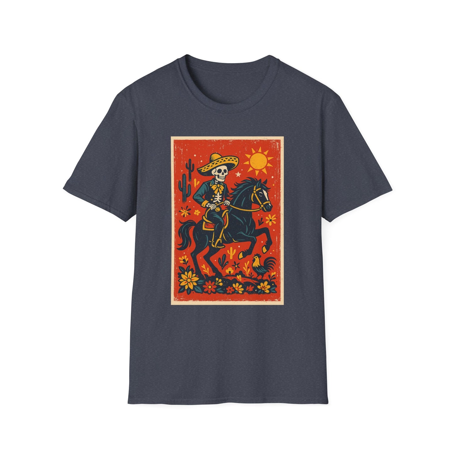 Dia de los Muertos Cowboy T-Shirt | Unisex Softstyle T-Shirt | Skeleton Horse Rider