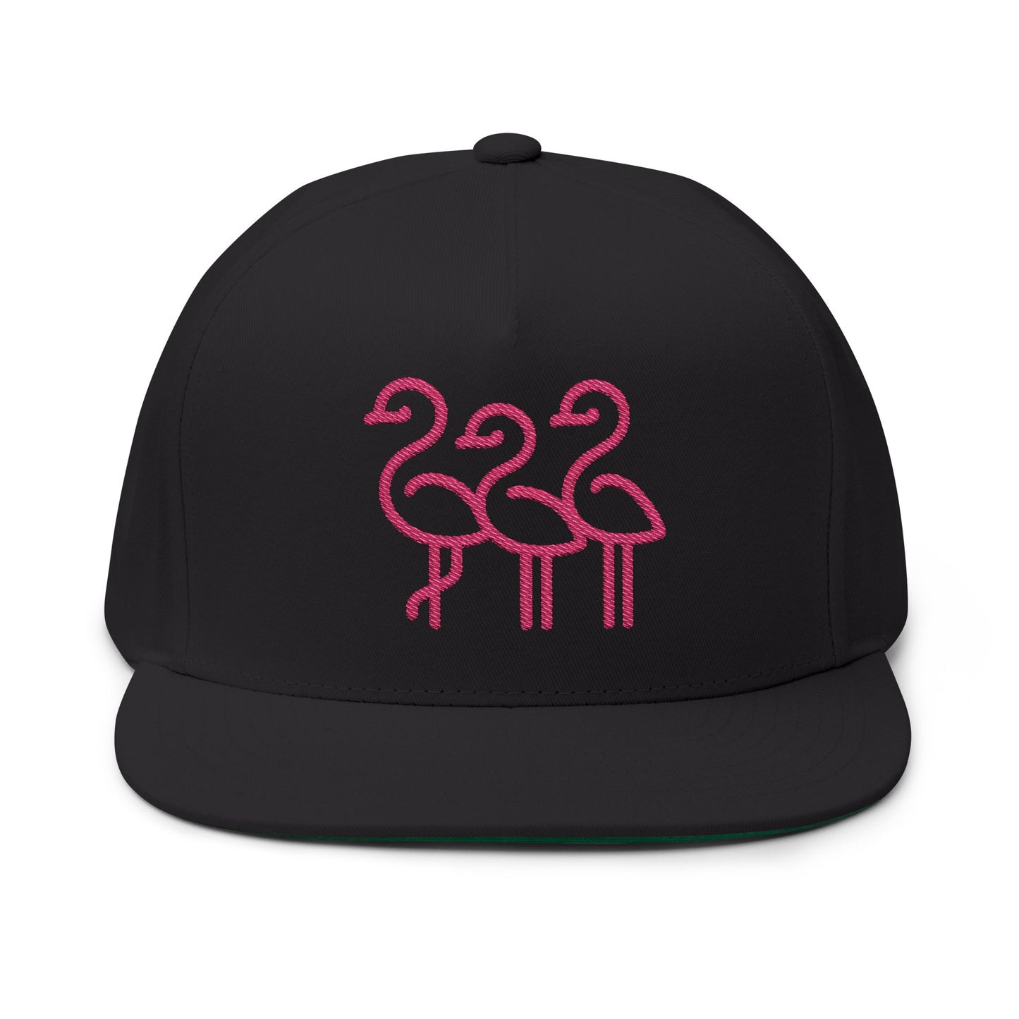 Flamingo Embroidered Flat Bill Cap | Trendy Hat for Summer Fun, Beach Days, Gifts for Her, Fashion Accessory, Outdoor Adventures