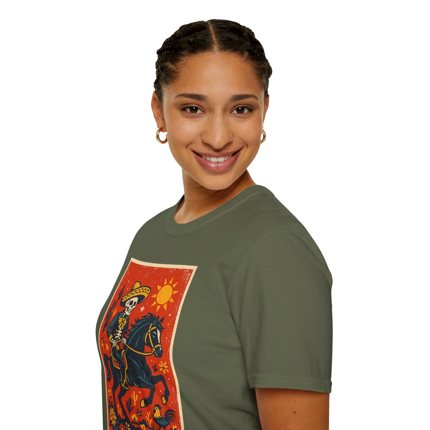 Dia de los Muertos Cowboy T-Shirt | Unisex Softstyle T-Shirt | Skeleton Horse Rider