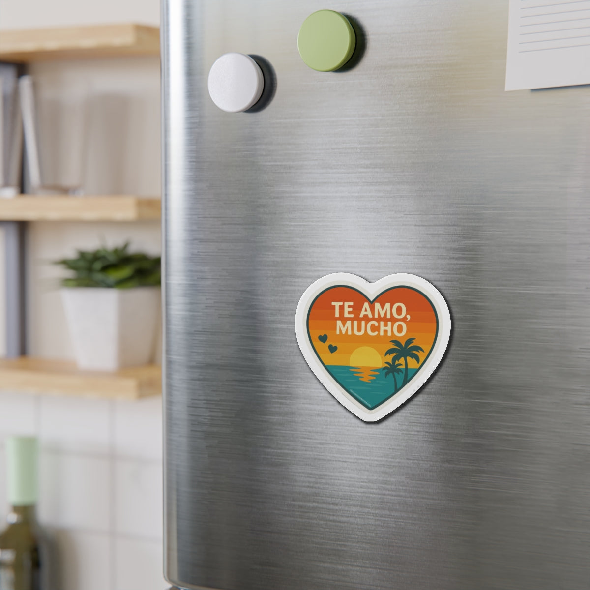 Te Amo Mucho Heart Magnet | Spanish Love Magnet | LGBTQ+ Romance | Sunset Vinyl Decal | Queer Love in Spanish | Beach Aesthetic