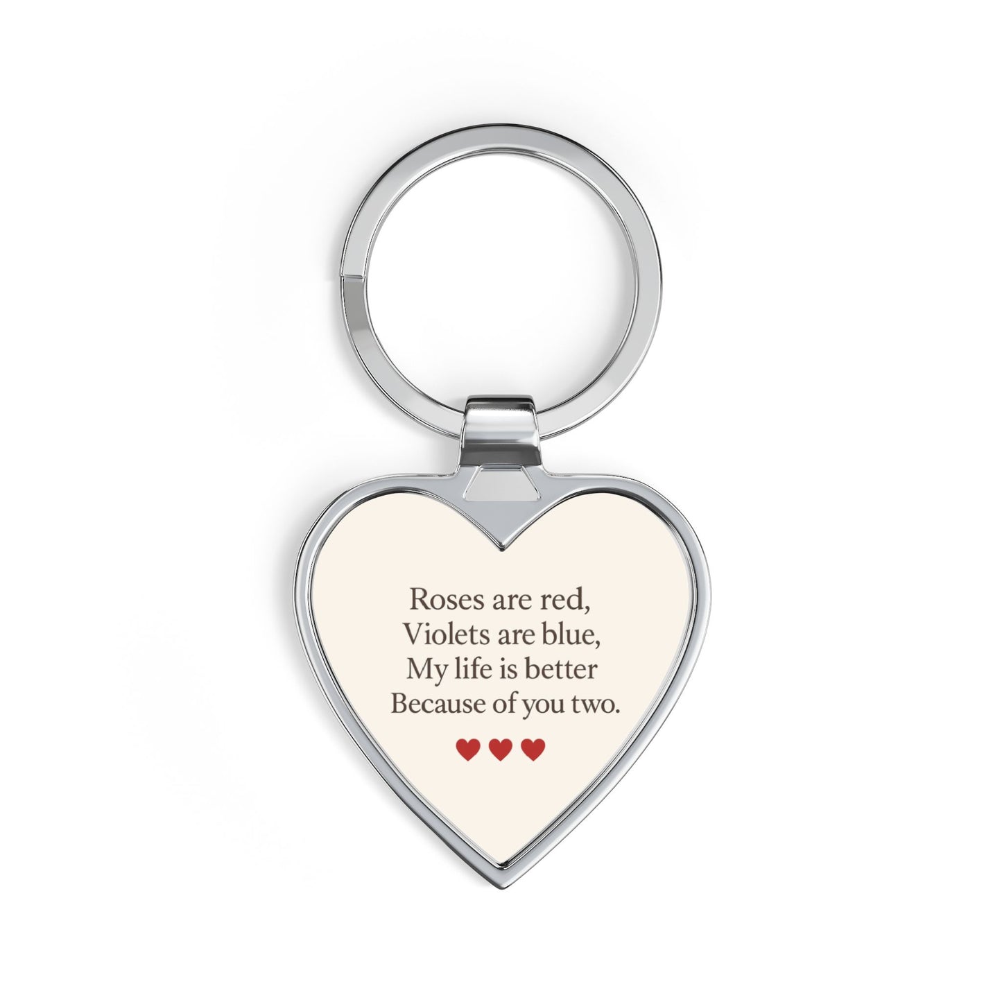 Roses are Red Poem Heart Keychain | Romantic Quote Keychain | Throuple Poem Keys