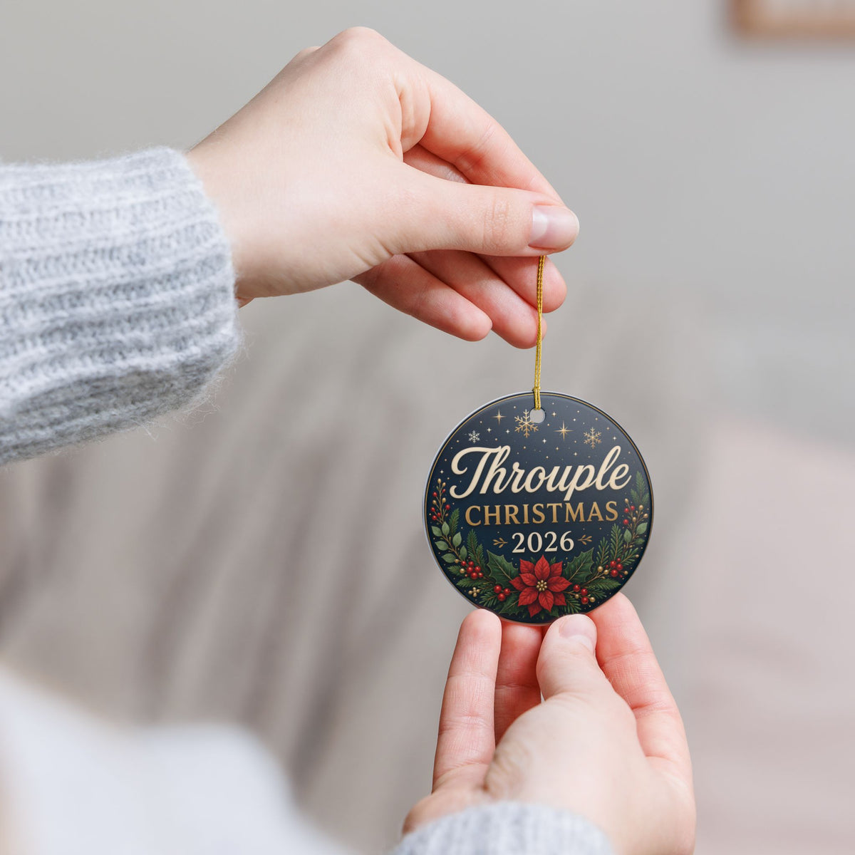 Throuple Christmas 2026 Ceramic Ornament | Elegant Polyamory Christmas Gift | LGBTQ+ Holiday Ornament | Throuple Keepsake
