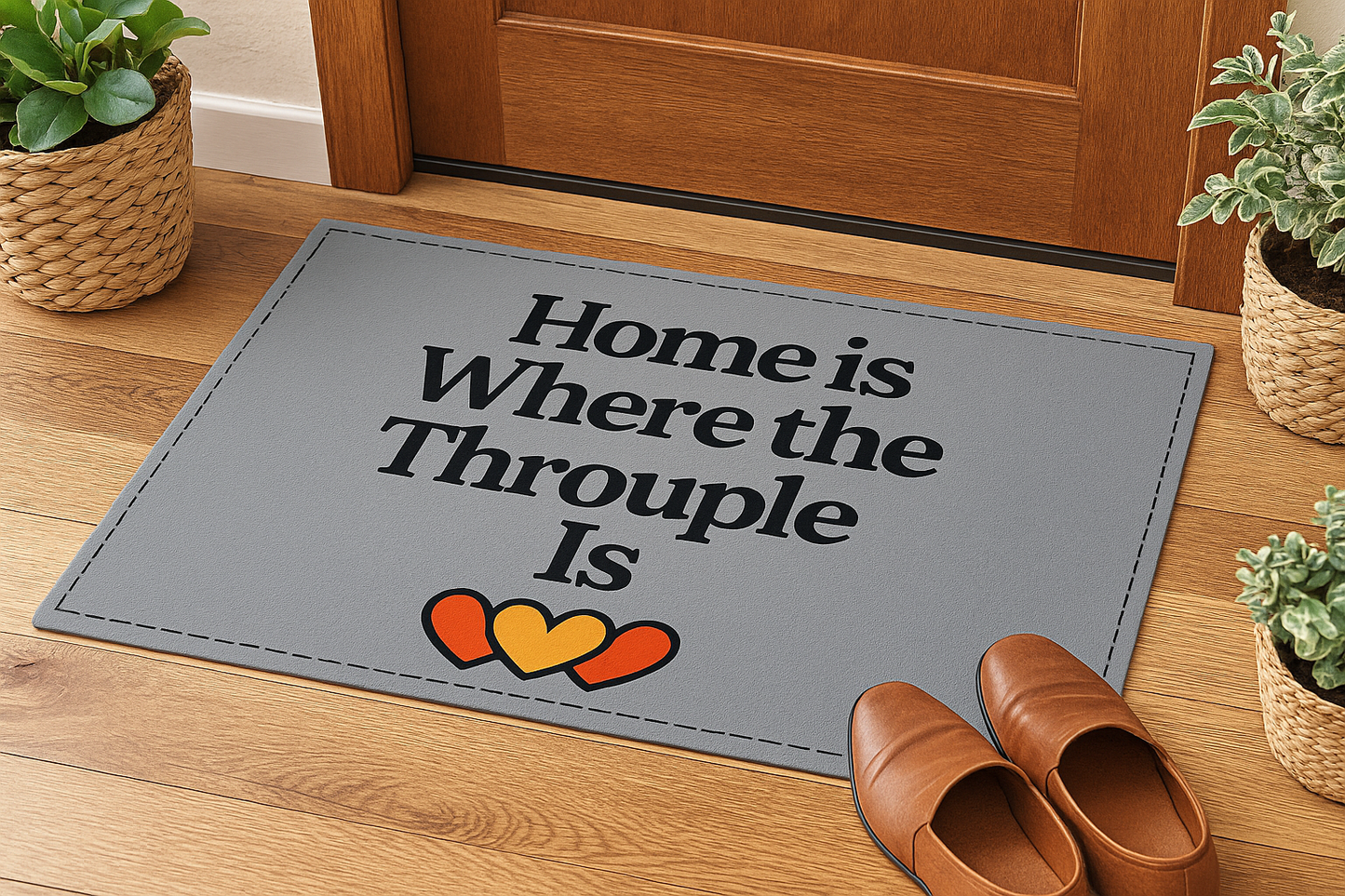 Home is Where the Throuple Is Doormat | Throuple Home Decor, Funny Welcome Mat, LGBTQ+ Gift, Housewarming Entry Rug, Seasonal Door Mat
