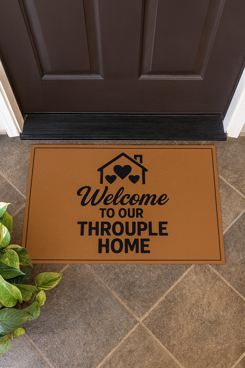 Welcome to Our Throuple Home Doormat | Funny LGBTQ Welcome Mat, Poly Doormat, Throuple Housewarming Gift, Entryway Rug