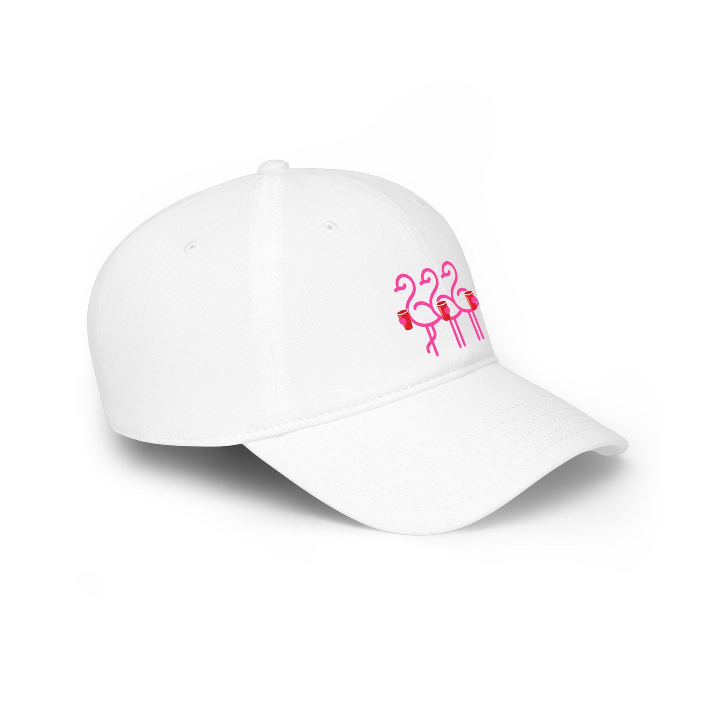 Three Pink Flamingos Baseball Cap | Tropical Bird Embroidery | Red Cup Throuple Life
