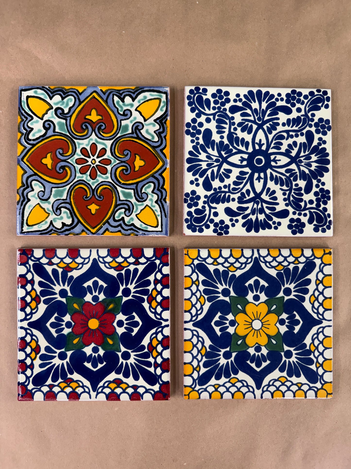 ✨ Mexican Tile Trivet – 6×6 Pot Holder with Cork Back