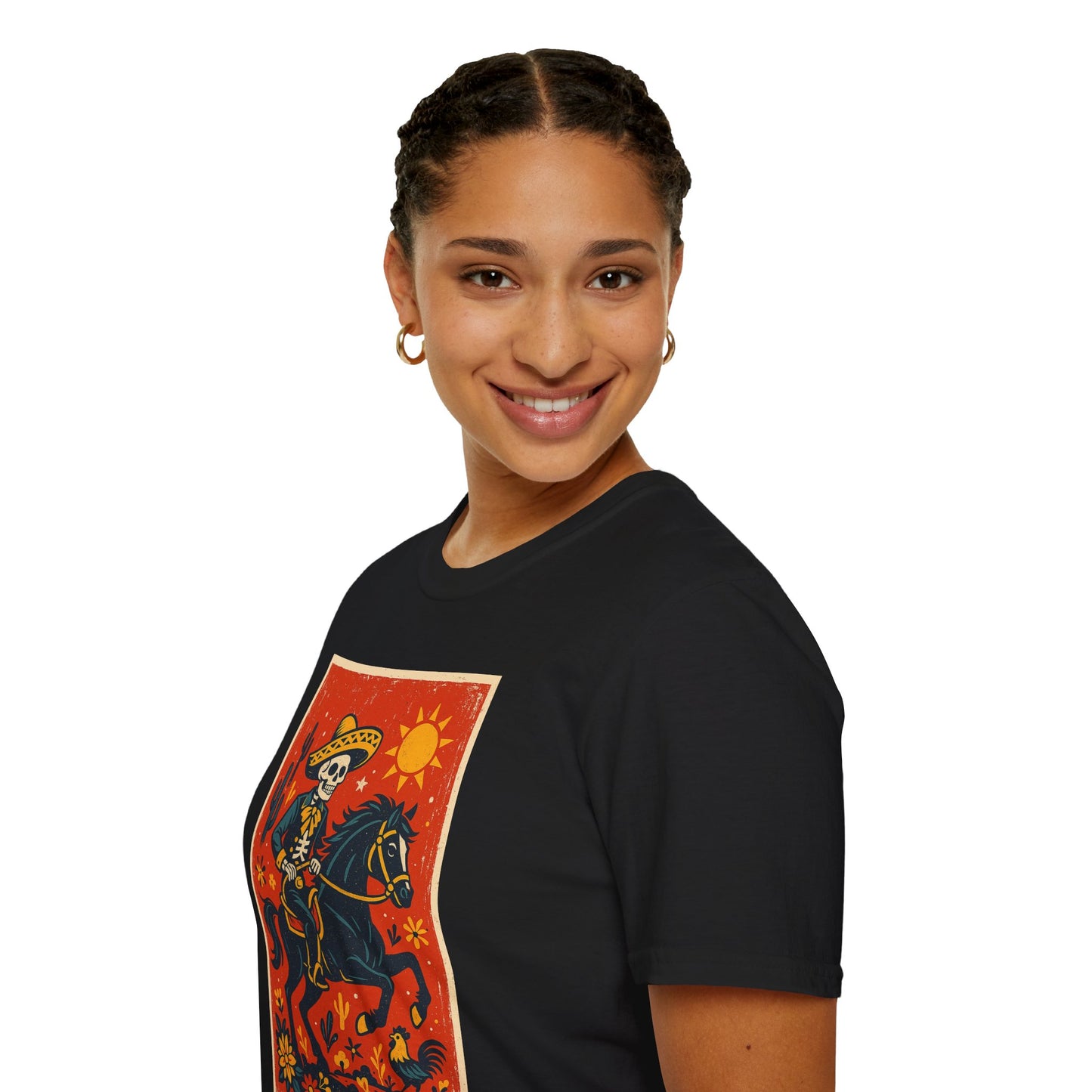 Dia de los Muertos Cowboy T-Shirt | Unisex Softstyle T-Shirt | Skeleton Horse Rider