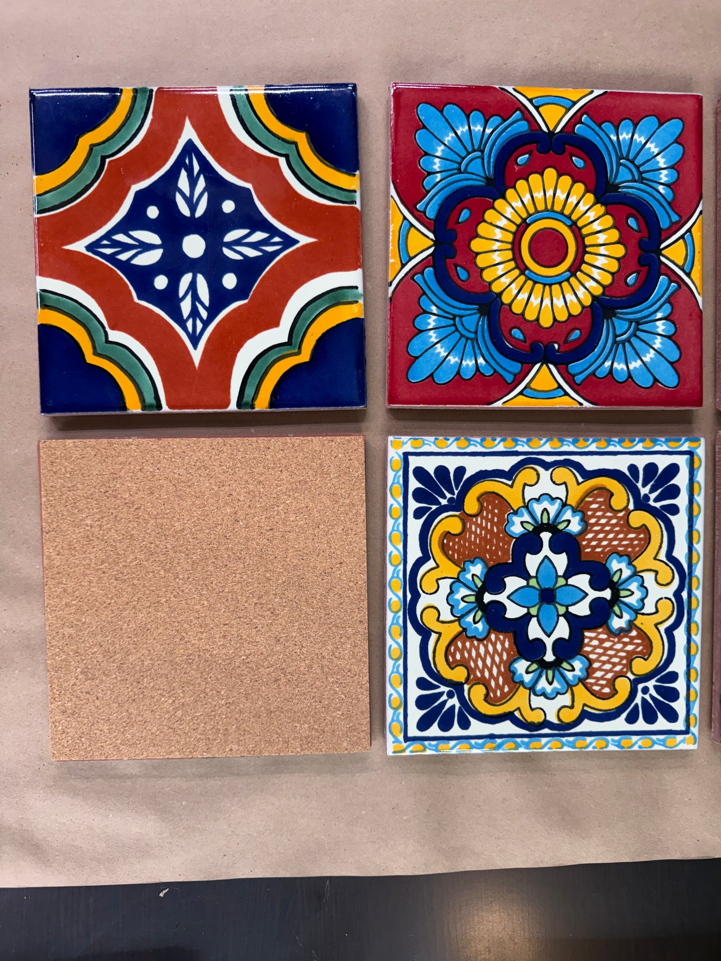 ✨ Mexican Tile Trivet – 6×6 Pot Holder with Cork Back