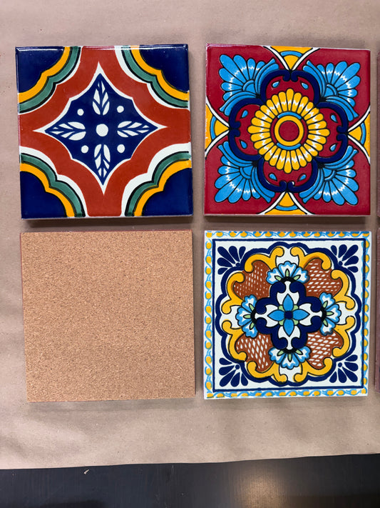 ✨ Mexican Tile Trivet – 6×6 Pot Holder with Cork Back