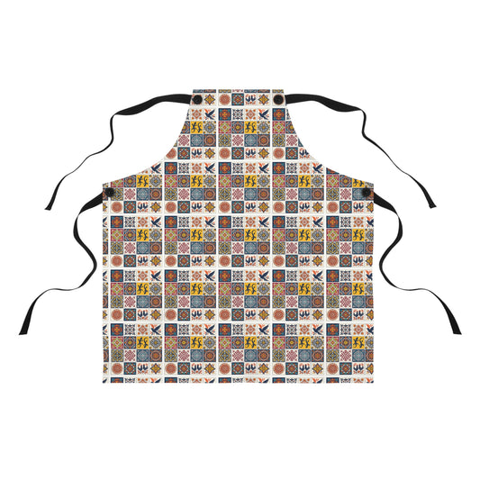 Colorful Vintage Pattern Apron, Unique Apron for Baking, Cooking Gift, Fun Kitchen Accessory, Perfect for Housewarming and Holidays