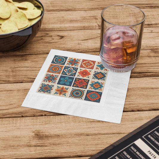 Decorative Boho Cocktail Napkins, Bohemian Table Decor, Party Supplies, Colorful Floral Napkins, Elegant Dinner Party Decorations