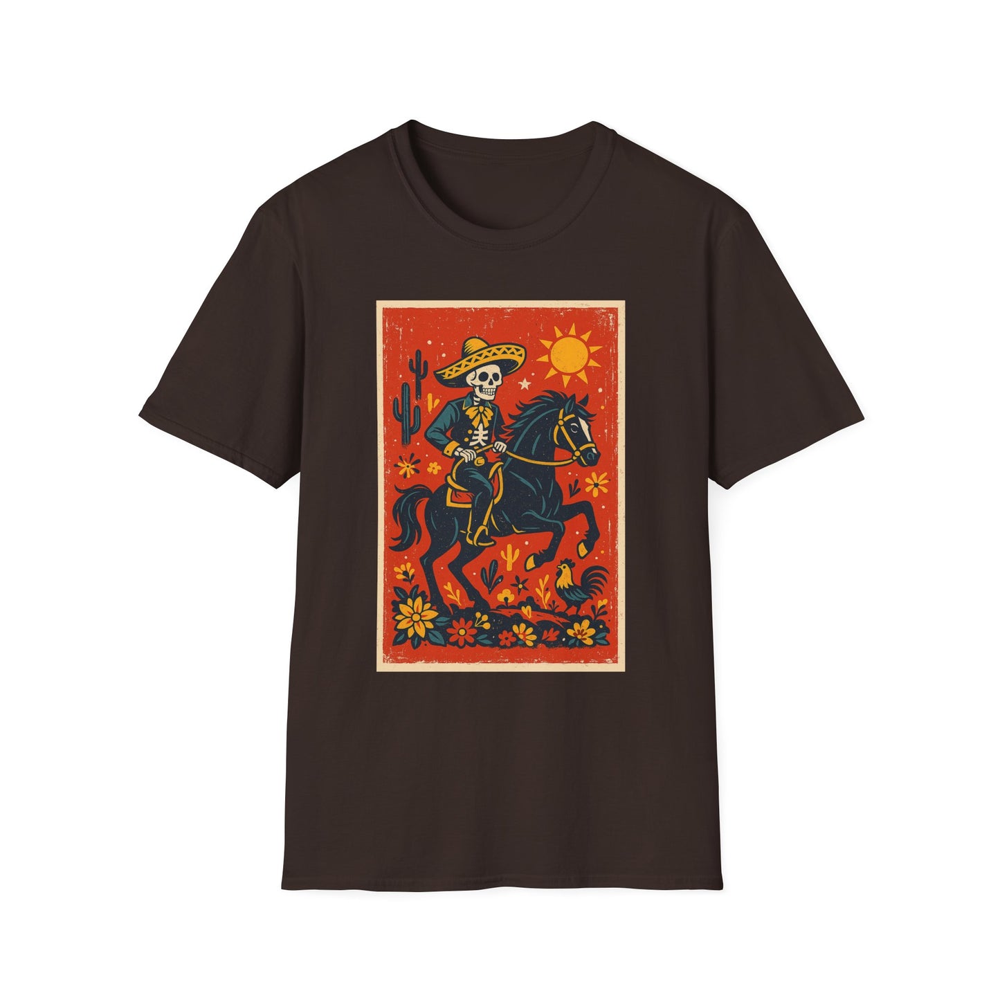 Dia de los Muertos Cowboy T-Shirt | Unisex Softstyle T-Shirt | Skeleton Horse Rider