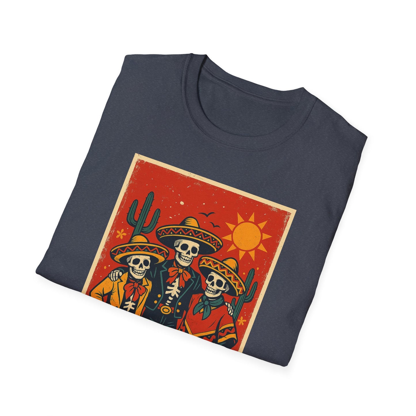 Day of the Dead Trio T-Shirt | Casual Skull Tee | Unisex Festival Shirt | Halloween Costume Top | Mexican Heritage Apparel | Throuple Shirt