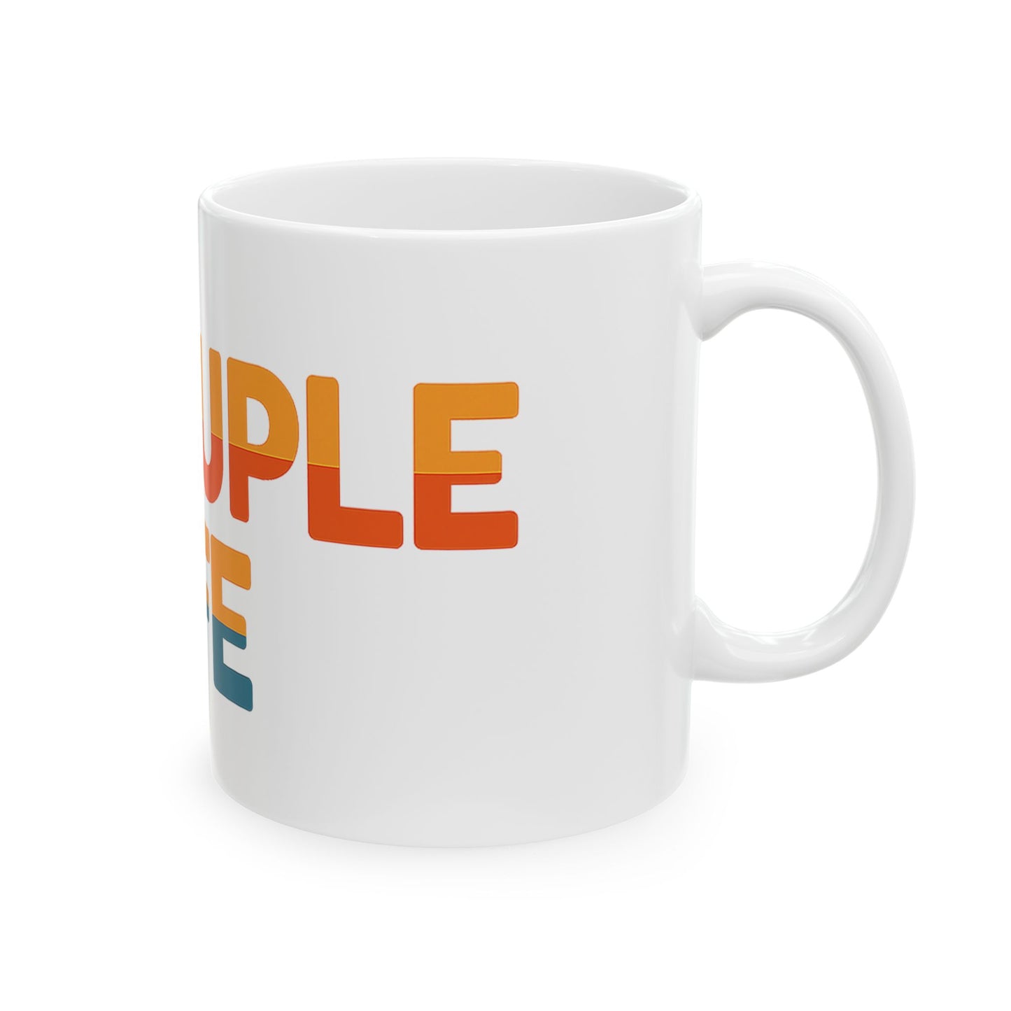 Vibrant Throuple Life Ceramic Mug | Unique Couple Gift, Sunlit Vibes, Coffee Lovers, Ideal for Throuples, Fun Home Decor