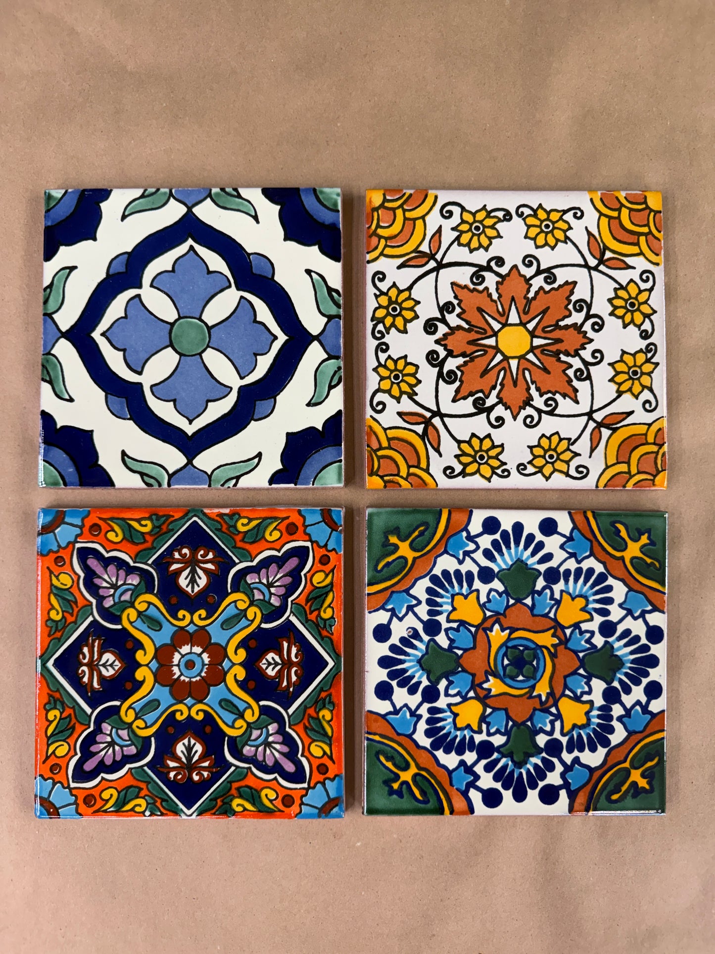 ✨ Mexican Tile Trivet – 6×6 Pot Holder with Cork Back