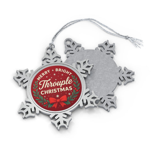 Merry & Bright Throuple Christmas Ornament | Holiday Snowflake Keepsake, Polyamory Ornament, LGBTQ First Christmas Gift