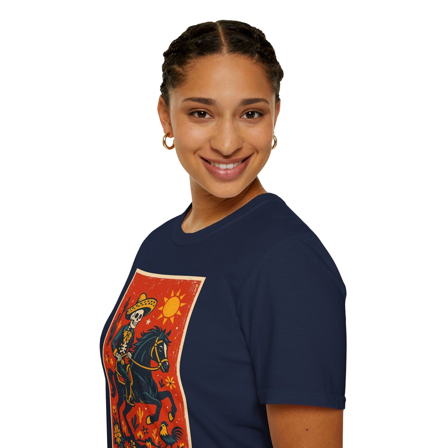 Dia de los Muertos Cowboy T-Shirt | Unisex Softstyle T-Shirt | Skeleton Horse Rider