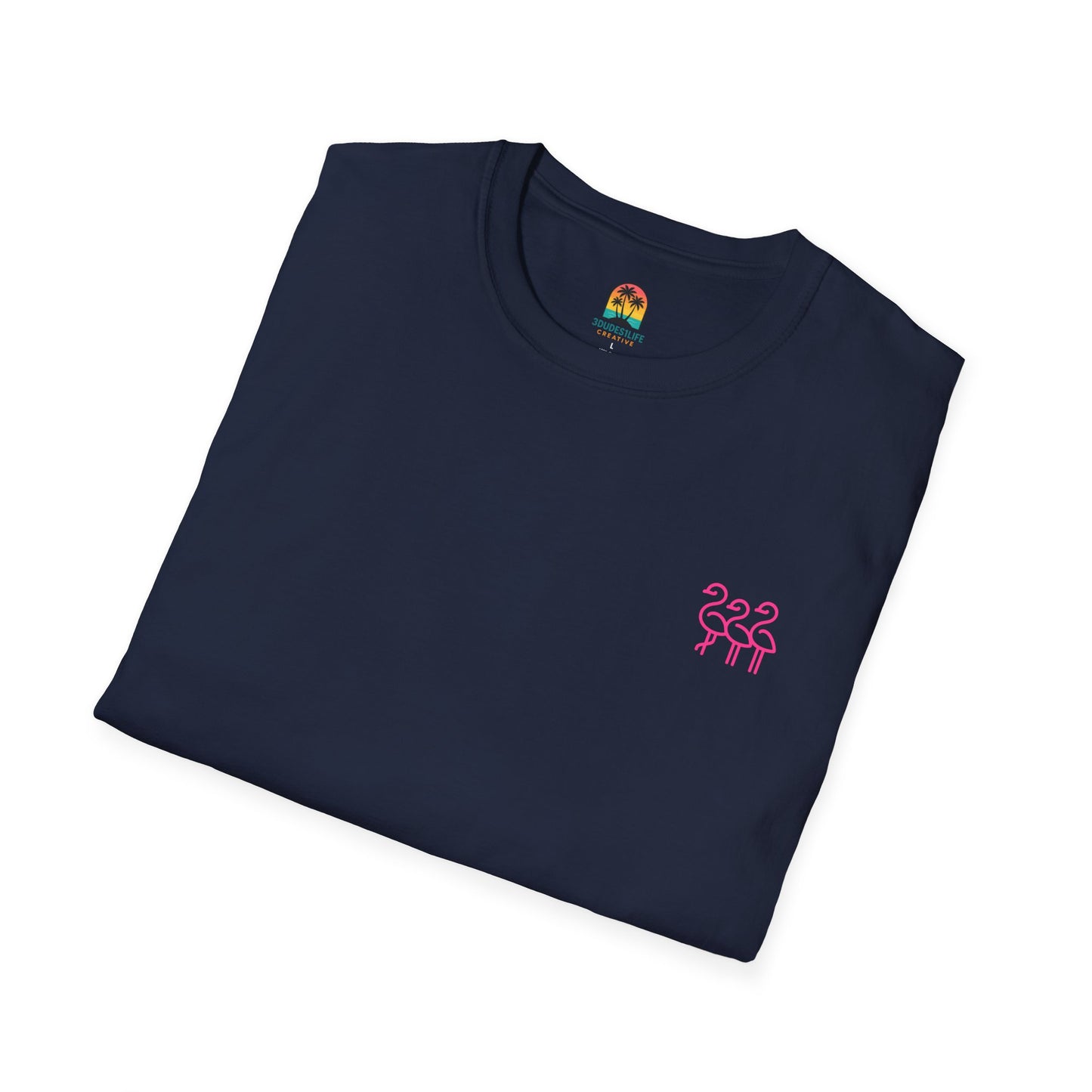 Sunset Palm Trees T-Shirt | Tropical Beach Retro Sunset Graphic | Throuple Shirt Merch Branded Flamingos
