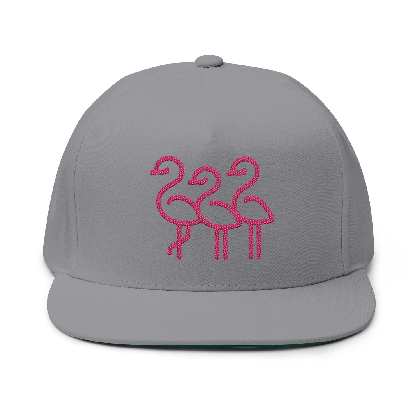 Flamingo Embroidered Flat Bill Cap | Trendy Hat for Summer Fun, Beach Days, Gifts for Her, Fashion Accessory, Outdoor Adventures