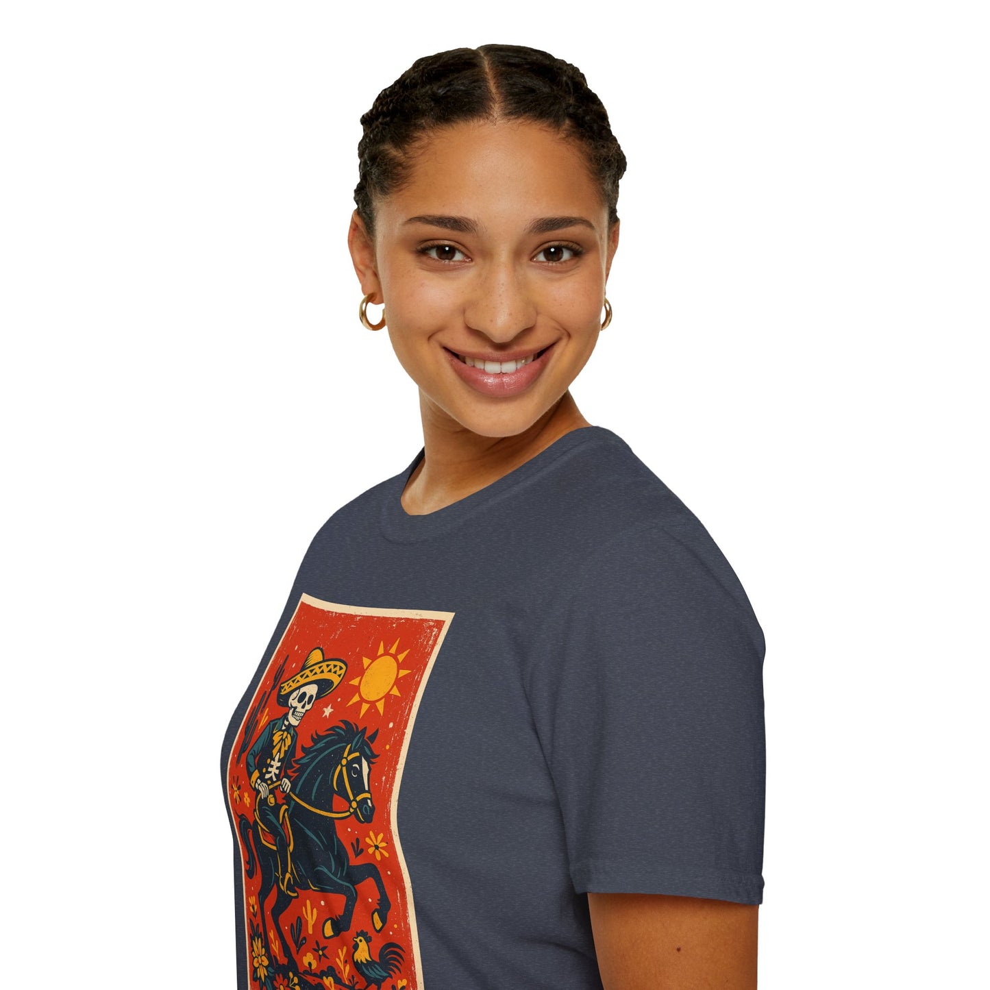 Dia de los Muertos Cowboy T-Shirt | Unisex Softstyle T-Shirt | Skeleton Horse Rider