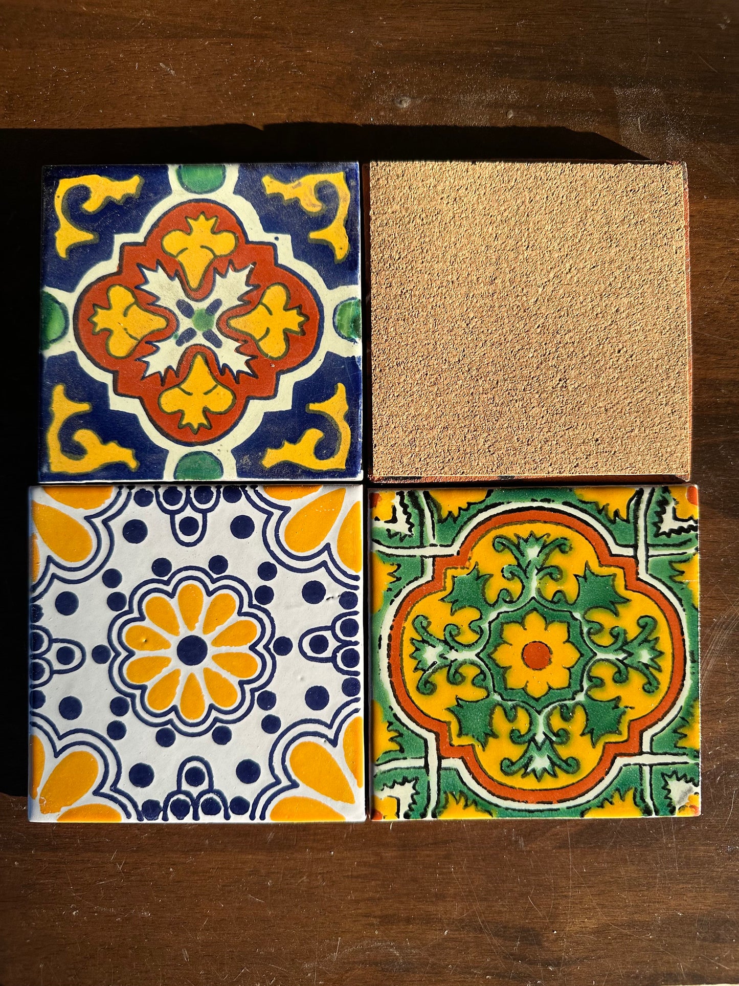 Handmade Mexican Tile Coaster Set – 6 Pack