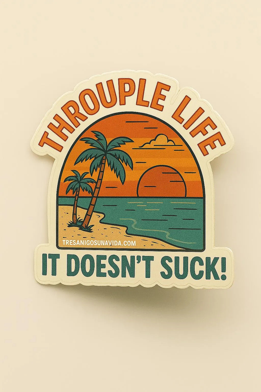 Throuple Life Sticker – Retro Beach Sunset Vinyl Decal