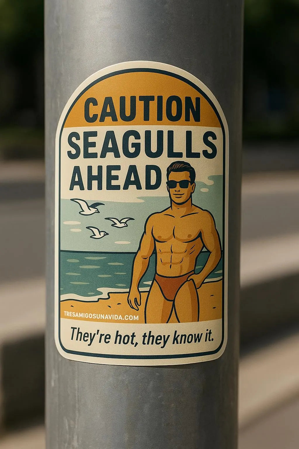 Caution: Seagulls Ahead Sticker