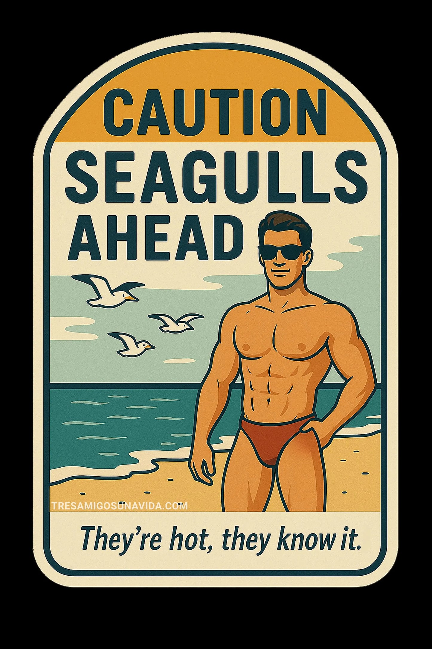 Caution: Seagulls Ahead Sticker