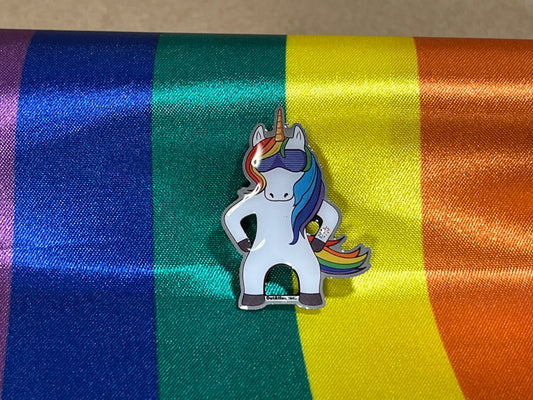 OATF® Proud Dabbing Unicorn Rainbow Pin – LGBTQ Pride Festival Collectible Enamel Lapel Pin