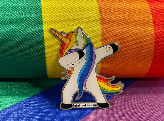 OATF® Dabbing Unicorn Rainbow Pin – LGBTQ Pride Festival Enamel Lapel Collectible