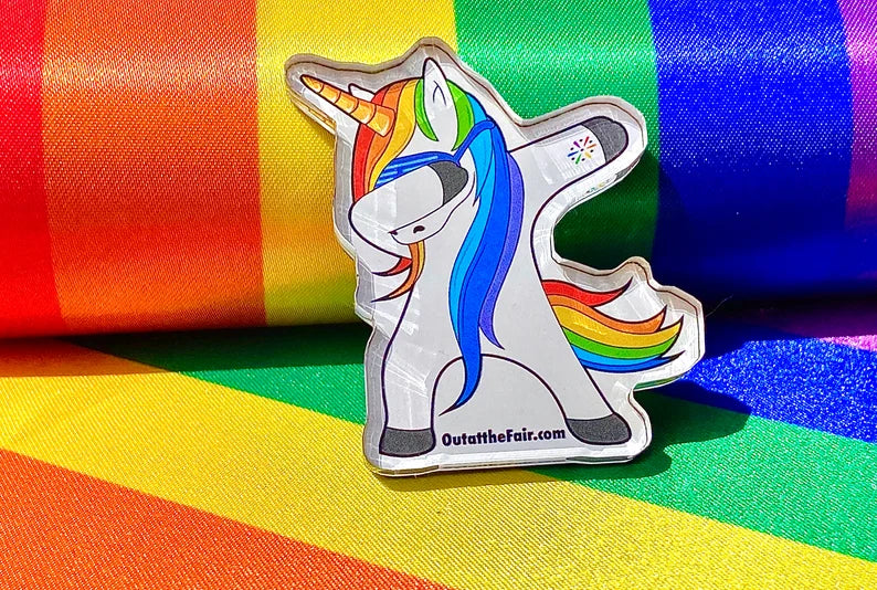 OATF® Dabbing Unicorn Rainbow Magnet – LGBTQ Pride Festival Collectible – 2.25 Inch