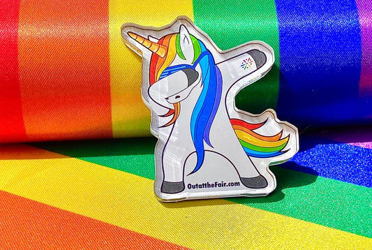 OATF® Dabbing Unicorn Rainbow Magnet – LGBTQ Pride Festival Collectible – 2.25 Inch
