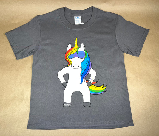 OATF® Dabbing Unicorn Kids Tee – LGBTQ Pride Youth Graphic Shirt – Sizes XS to XL