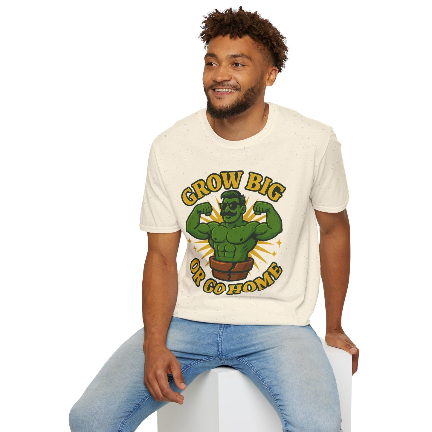 Grow Big or Go Home Plant Monster T-Shirt | Muscle Succulent Graphic Tee | Men's T-Shirt Plant Lover