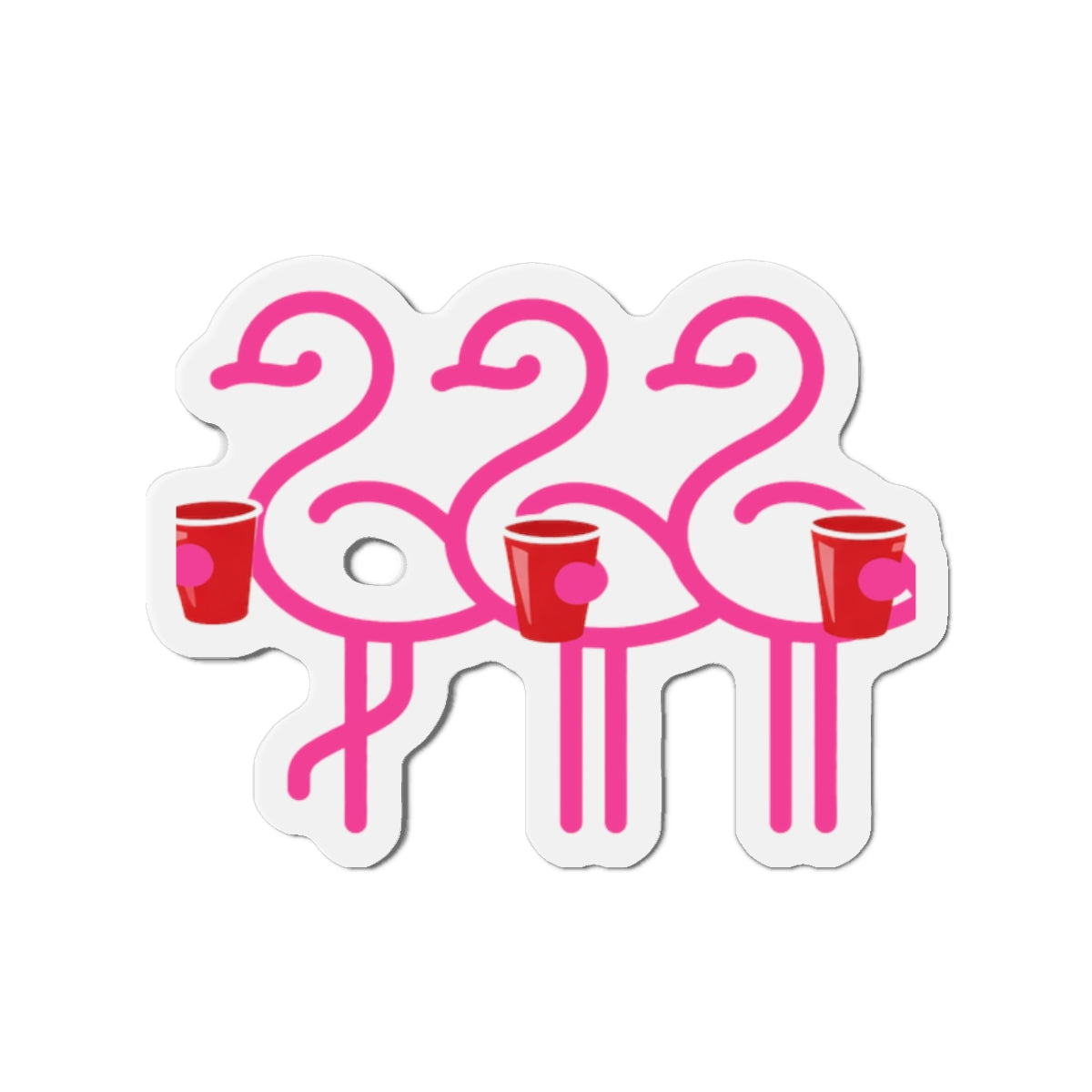 Three Pink Flamingos with Coffee Die-Cut Magnets | Cute Bird Sticker Magnet | Throuple Life