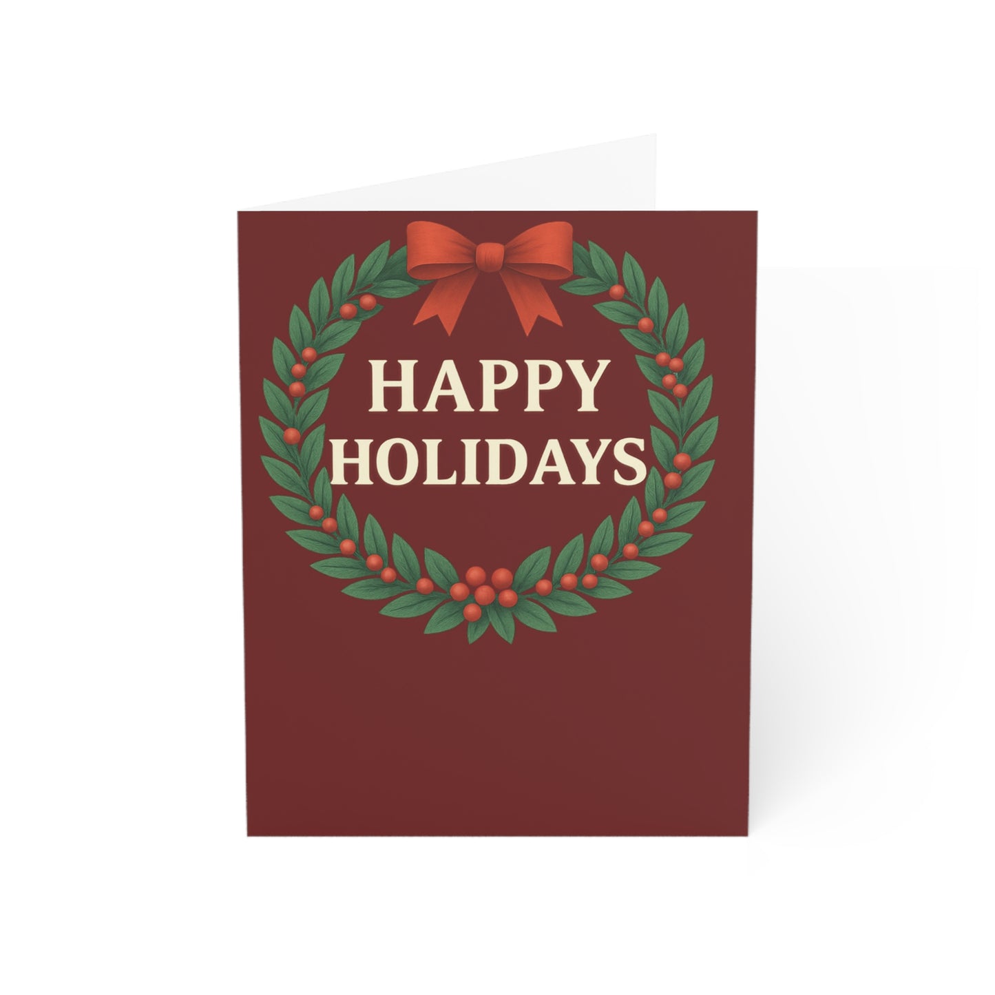 Happy Holidays Wreath Greeting Card | Holiday Cards | Happy Holidays Throuple Card