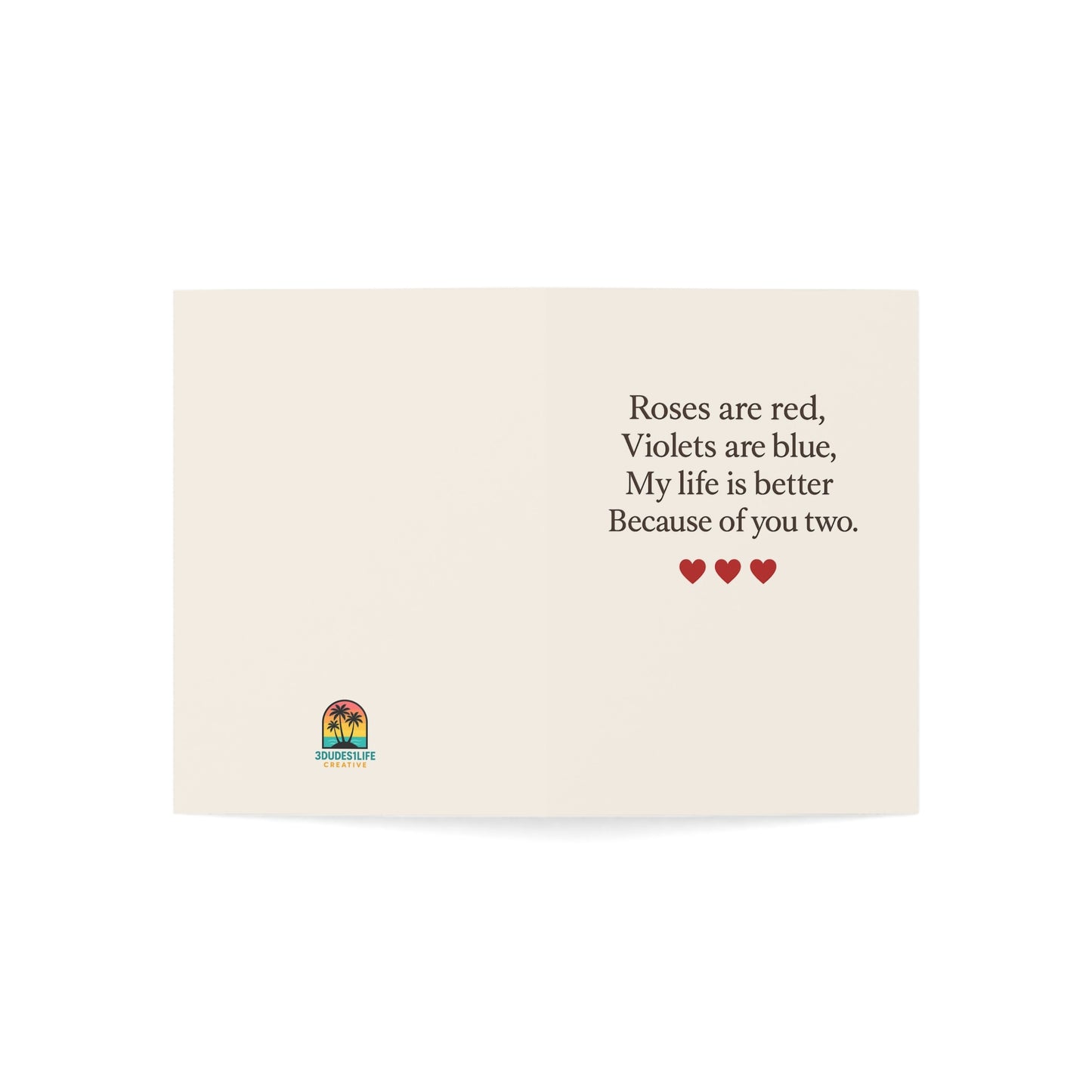 Roses are red poem Greeting Card | Romantic Anniversary Note, Pack Options | Throuple Valentine's Day Card