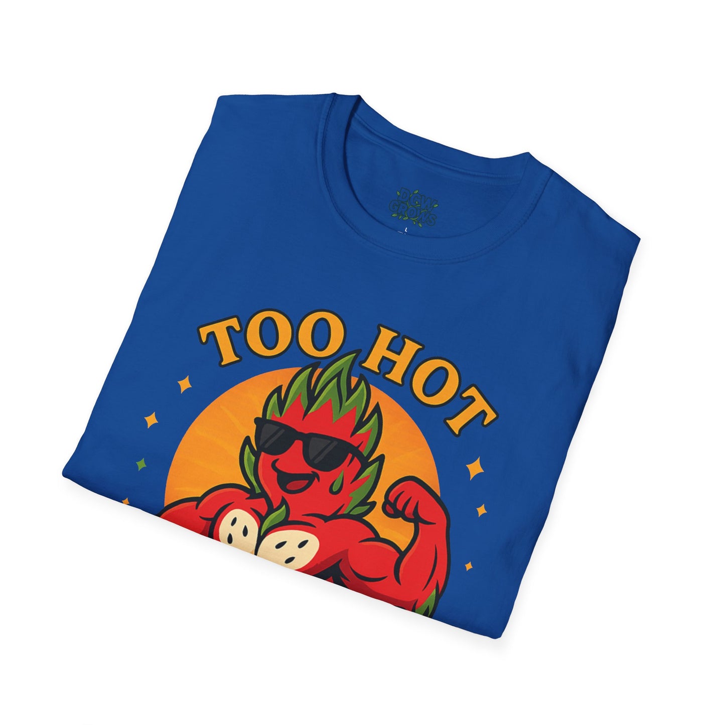 Too Hot For Partial Shade T-Shirt | Flaming Dragon Fruit Cartoon Design | Men's T-Shirt Plant Lover